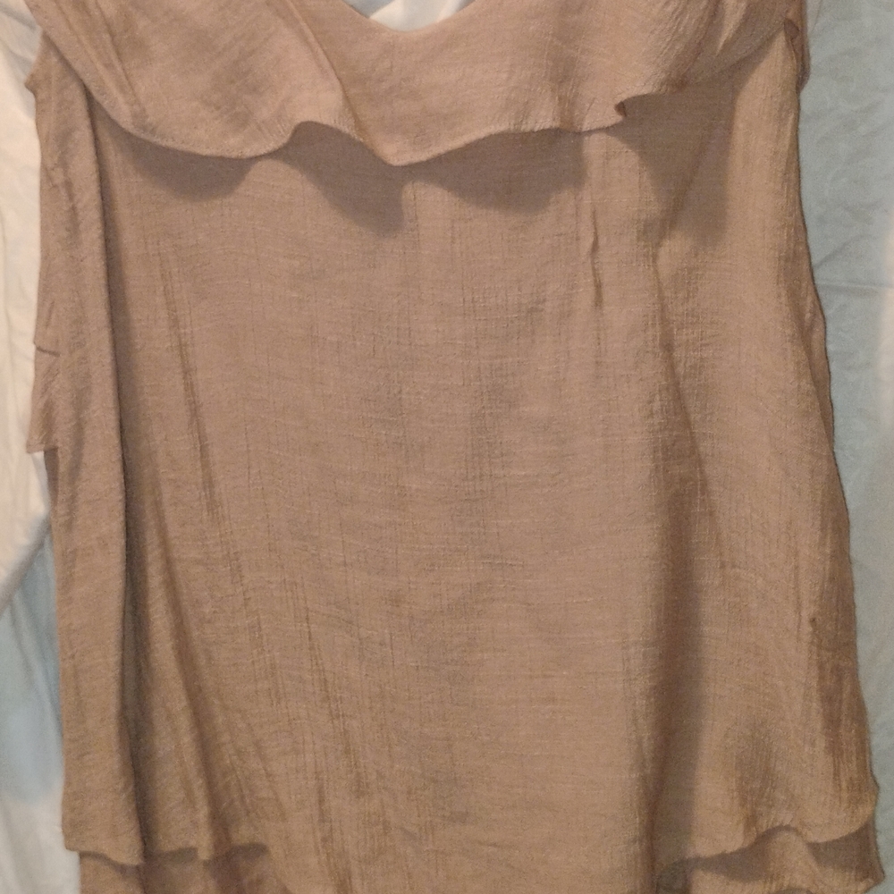 Women's Ruffled Tan Top - Picture 2 of 3